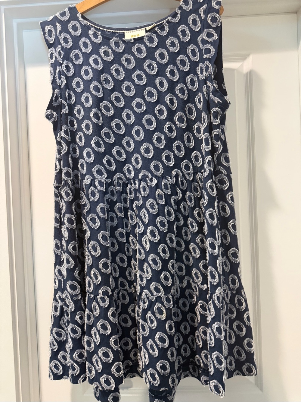 Maeve by Anthropologie Navy & White Circle Sleeveless Swing Dress Size Medium
